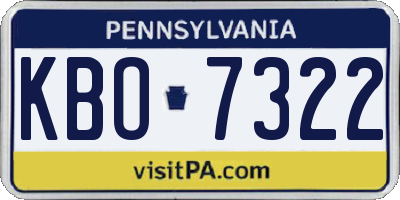 PA license plate KBO7322