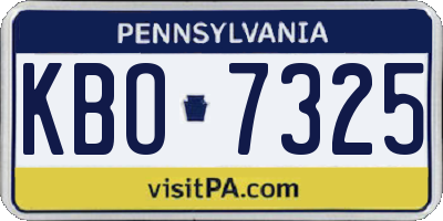 PA license plate KBO7325