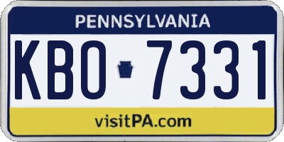 PA license plate KBO7331
