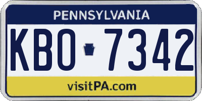 PA license plate KBO7342