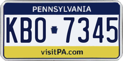 PA license plate KBO7345