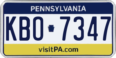 PA license plate KBO7347
