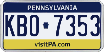 PA license plate KBO7353