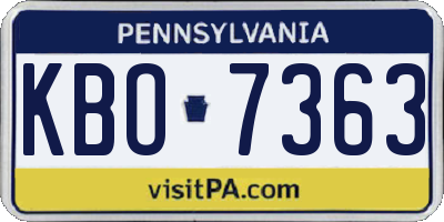 PA license plate KBO7363