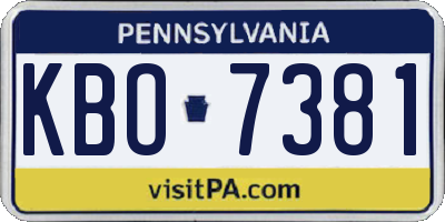 PA license plate KBO7381