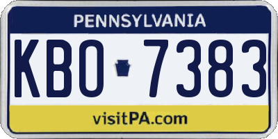 PA license plate KBO7383