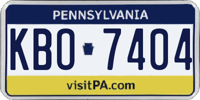 PA license plate KBO7404
