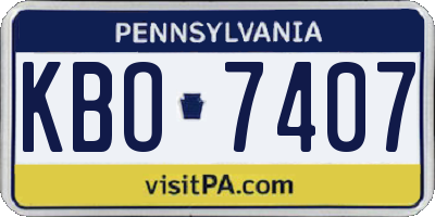 PA license plate KBO7407
