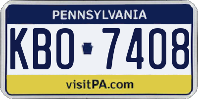PA license plate KBO7408