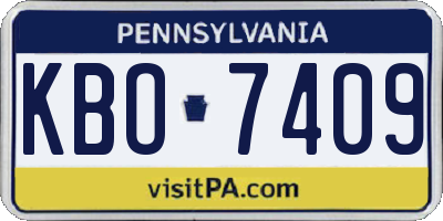 PA license plate KBO7409