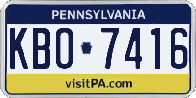 PA license plate KBO7416