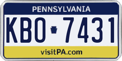 PA license plate KBO7431