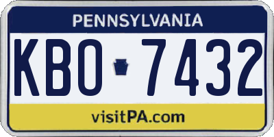 PA license plate KBO7432
