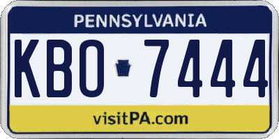PA license plate KBO7444