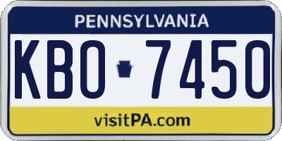PA license plate KBO7450