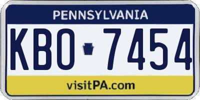 PA license plate KBO7454