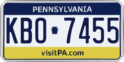 PA license plate KBO7455