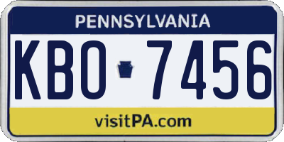 PA license plate KBO7456