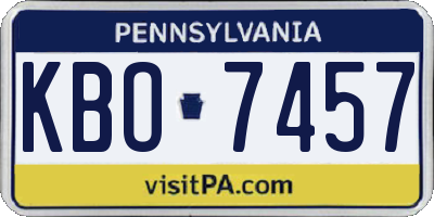 PA license plate KBO7457