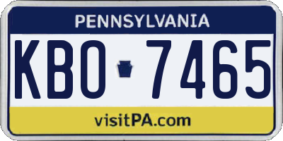 PA license plate KBO7465