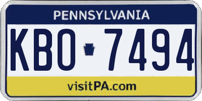 PA license plate KBO7494