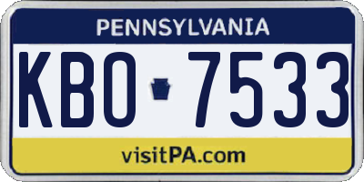 PA license plate KBO7533