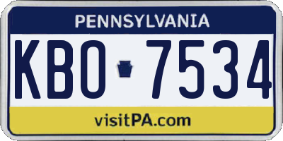 PA license plate KBO7534
