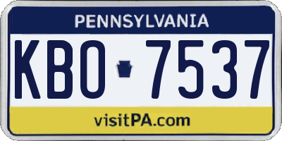 PA license plate KBO7537
