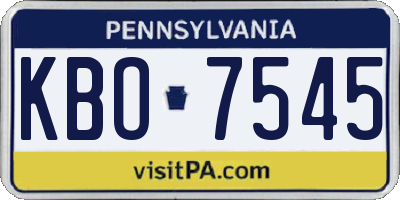 PA license plate KBO7545