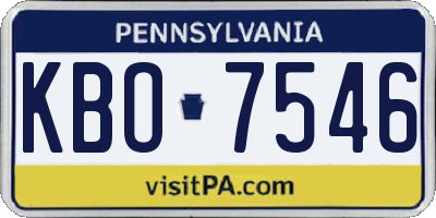 PA license plate KBO7546
