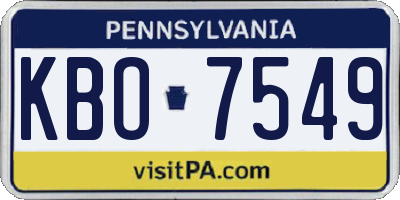 PA license plate KBO7549