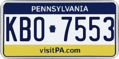 PA license plate KBO7553