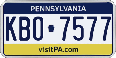 PA license plate KBO7577