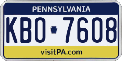 PA license plate KBO7608