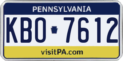 PA license plate KBO7612