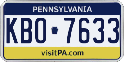 PA license plate KBO7633