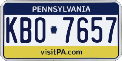 PA license plate KBO7657