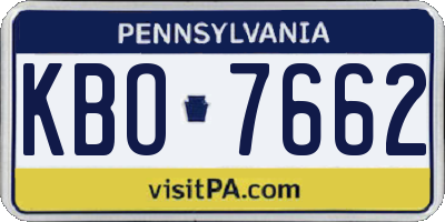 PA license plate KBO7662