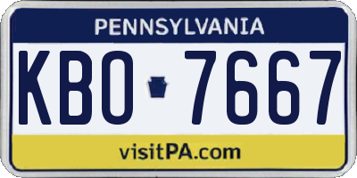 PA license plate KBO7667
