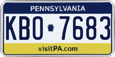 PA license plate KBO7683