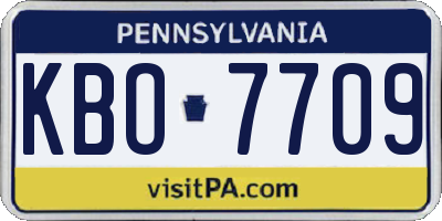PA license plate KBO7709