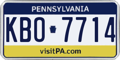 PA license plate KBO7714