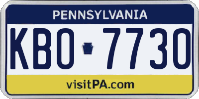 PA license plate KBO7730