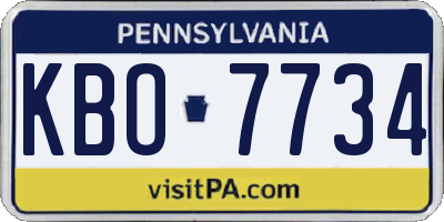 PA license plate KBO7734
