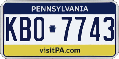 PA license plate KBO7743