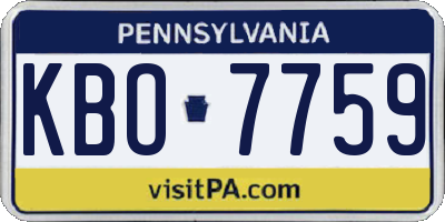 PA license plate KBO7759