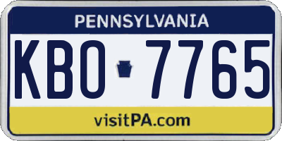 PA license plate KBO7765