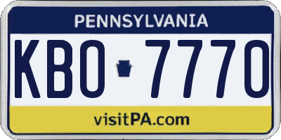 PA license plate KBO7770