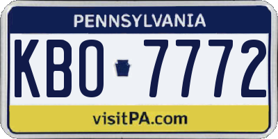 PA license plate KBO7772
