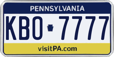 PA license plate KBO7777